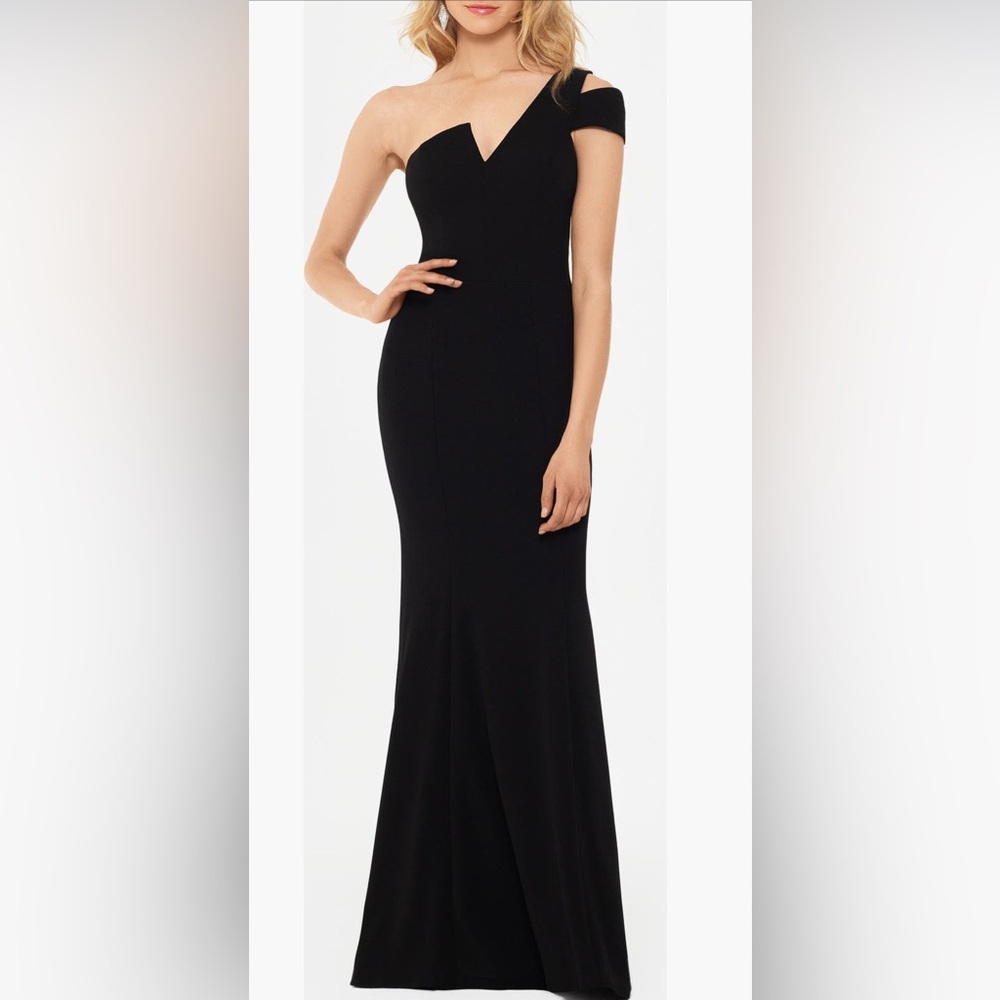 Betsy & Adam Black One Shoulder Dress